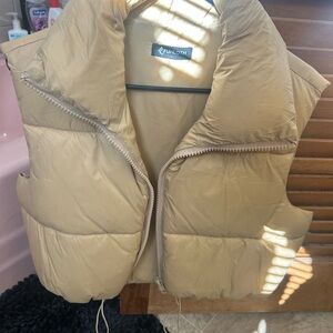 Women's Tan Puffer Vest